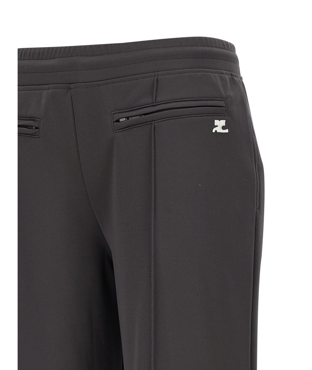 COURREGES Серые полиэстеровые прямые брюки, фото 3