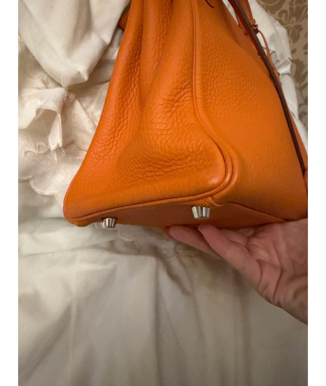 HERMES Оранжевая кожаная сумка с короткими ручками, фото 3