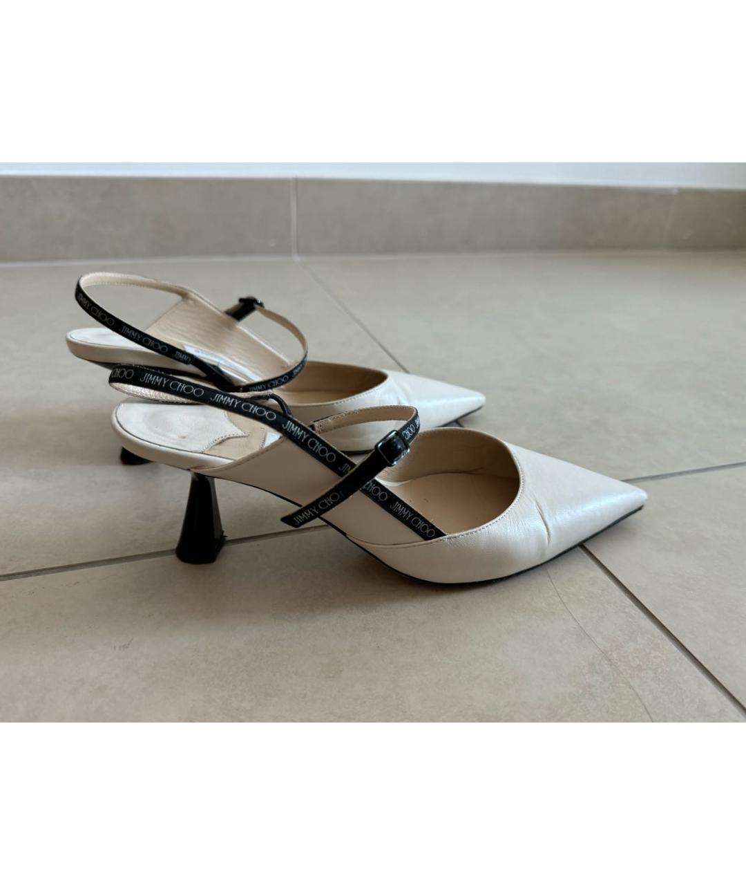 JIMMY CHOO Белые кожаные туфли, фото 6