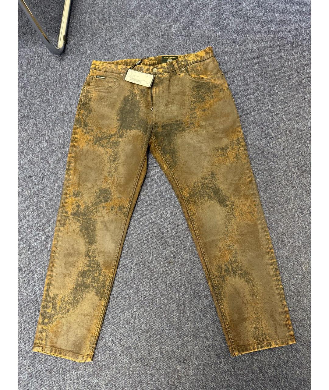 DOLCE&GABBANA Коричневые хлопковые прямые джинсы, фото 9