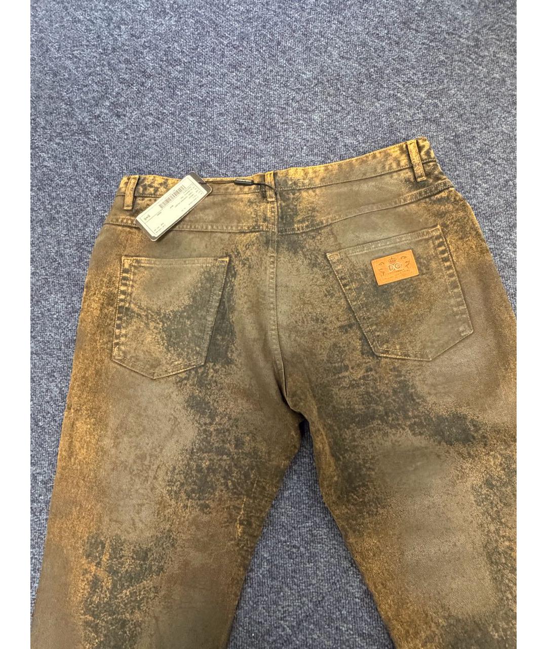 DOLCE&GABBANA Коричневые хлопковые прямые джинсы, фото 2