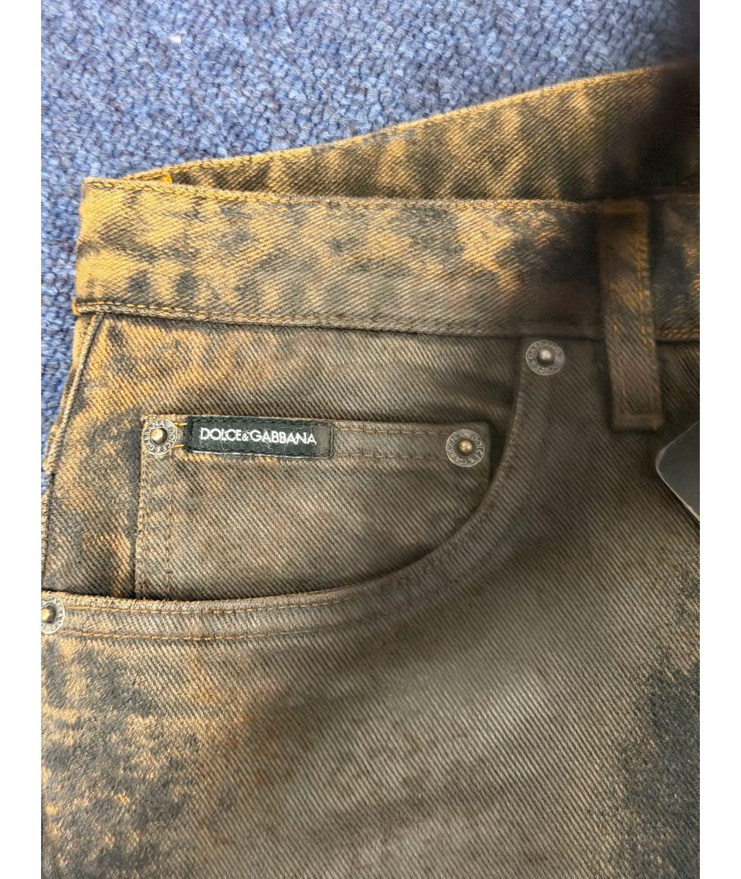 DOLCE&GABBANA Коричневые хлопковые прямые джинсы, фото 5