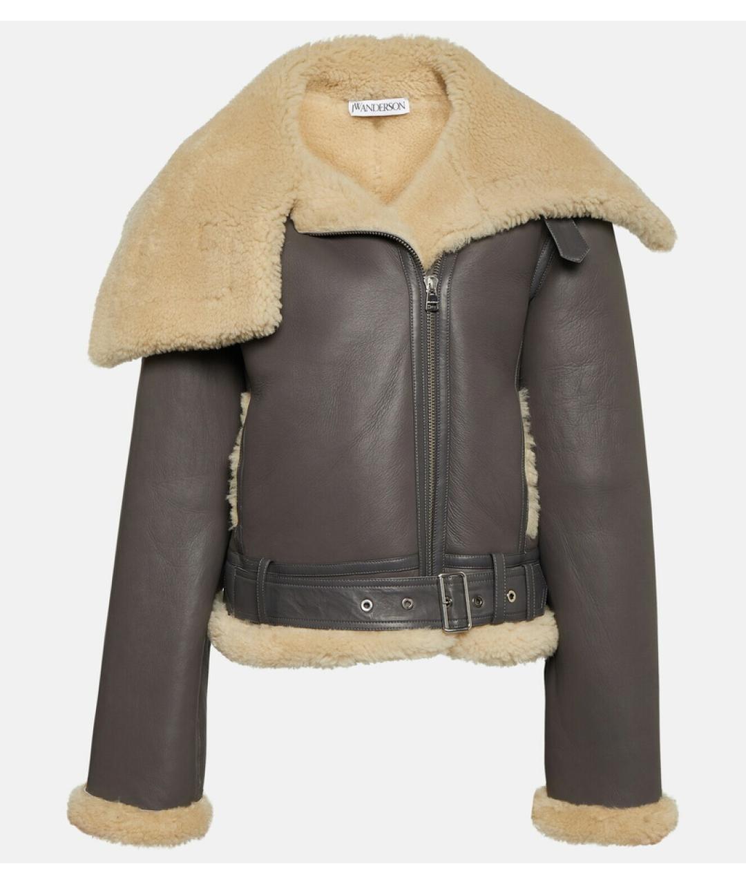 J.W.ANDERSON Серая кожаная дубленка, фото 6