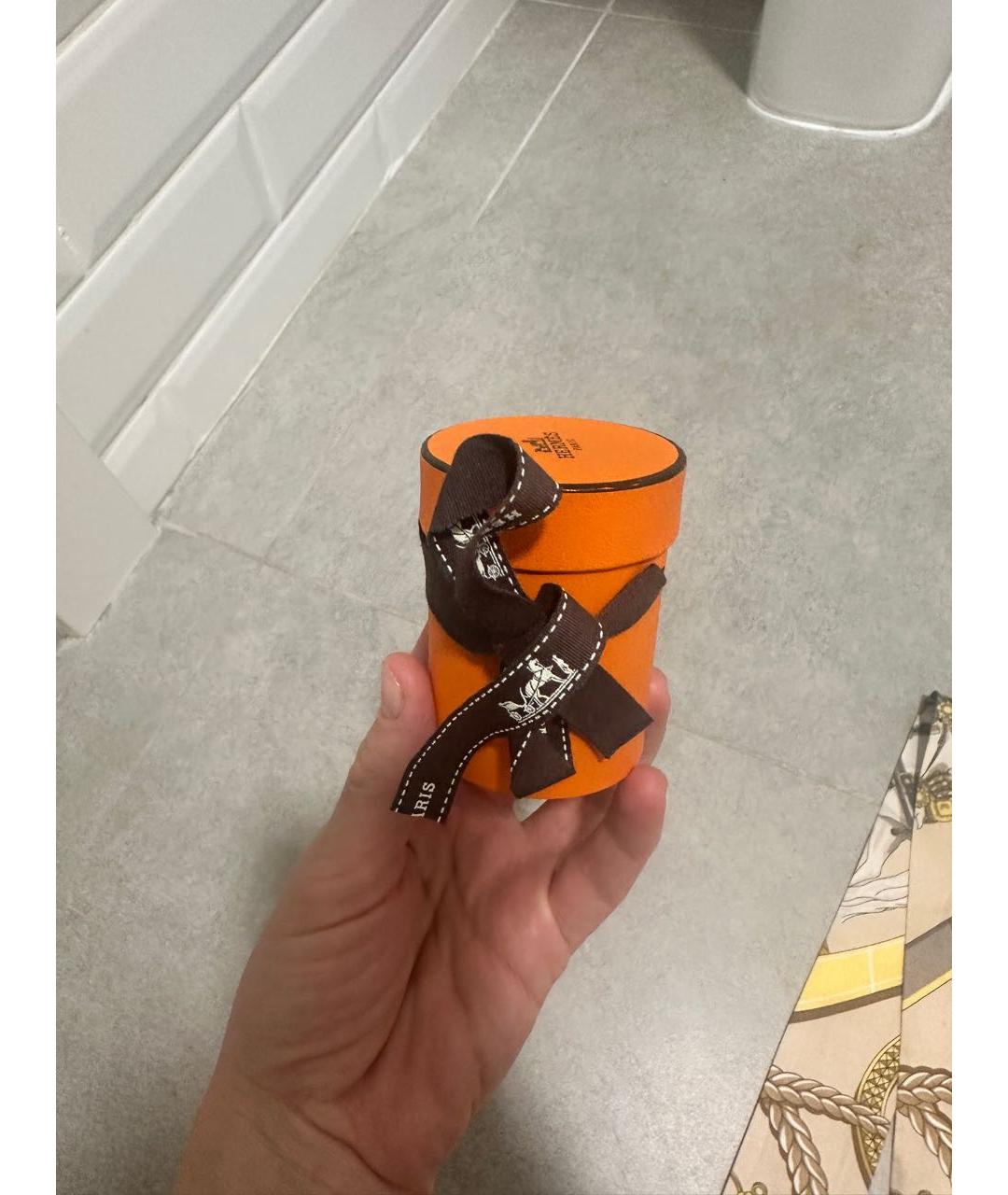 HERMES Оранжевый шелковый платок, фото 4