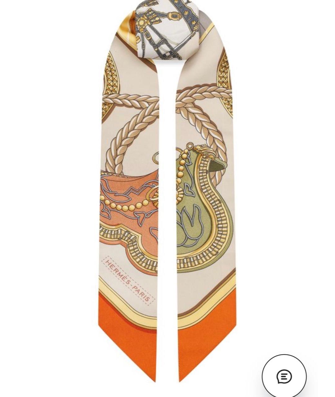 HERMES Оранжевый шелковый платок, фото 8