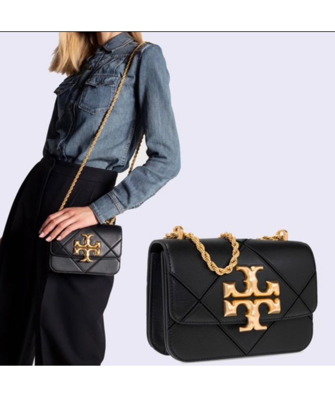 TORY BURCH Черная кожаная сумка через плечо, фото 4