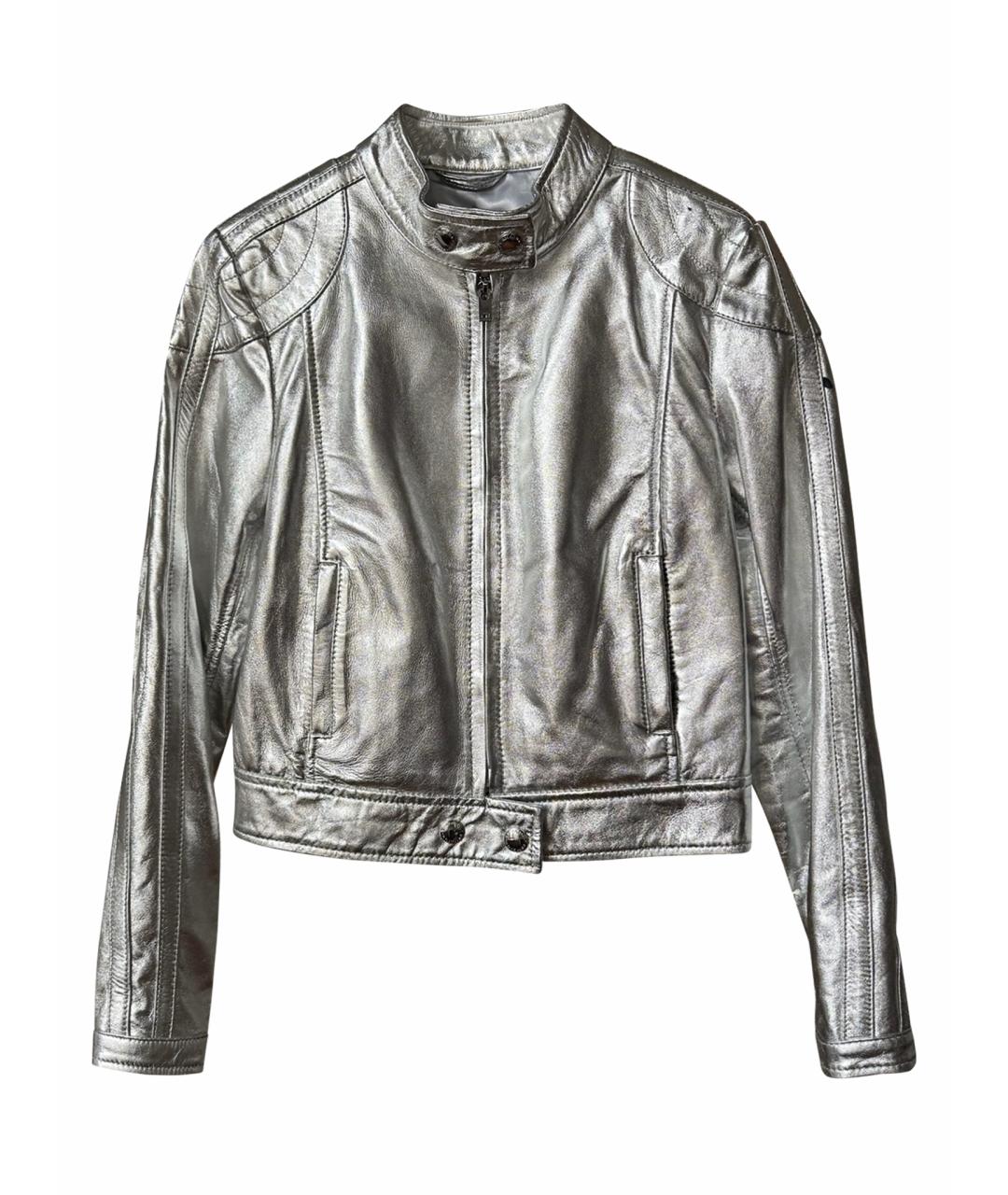 ERMANNO SCERVINO Серебряная кожаная куртка, фото 1