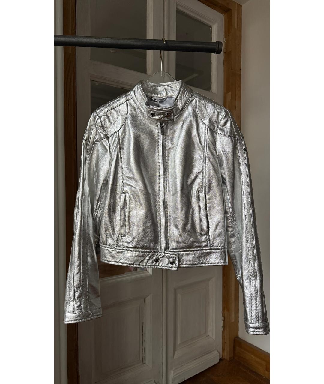 ERMANNO SCERVINO Серебряная кожаная куртка, фото 6