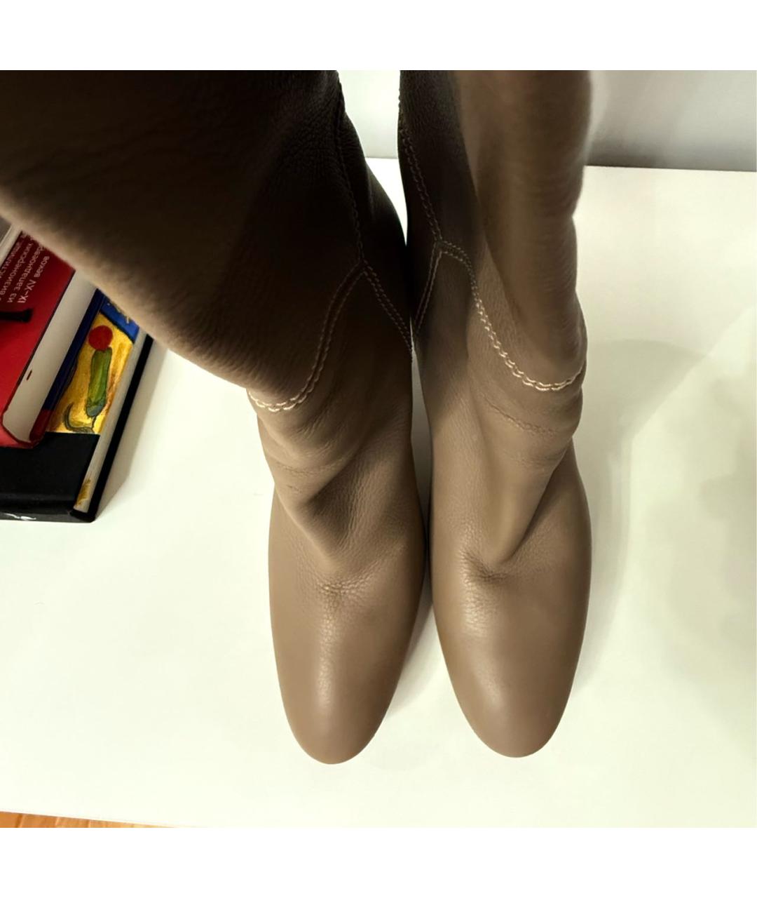 GIUSEPPE ZANOTTI DESIGN Бежевые кожаные сапоги, фото 2