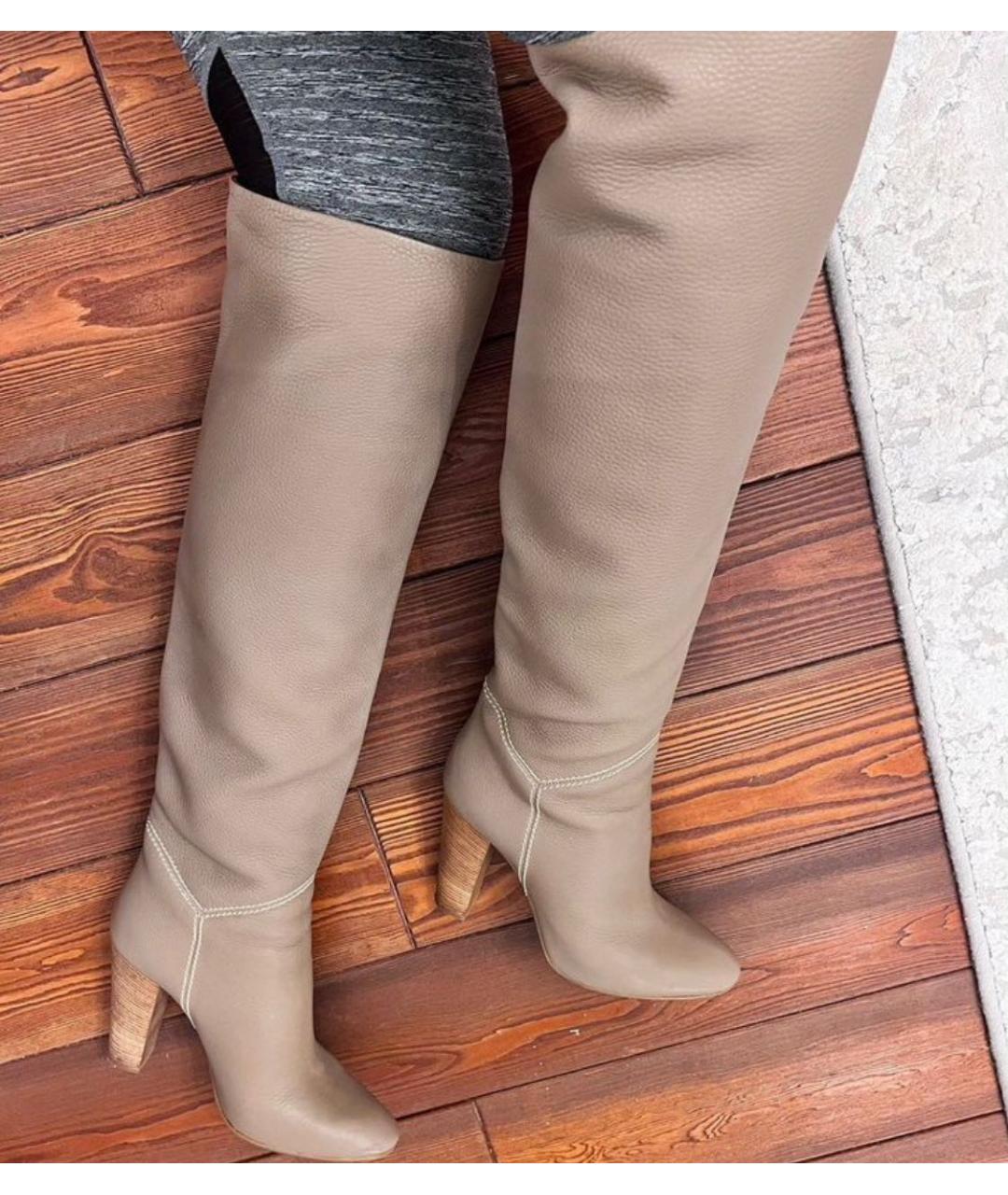 GIUSEPPE ZANOTTI DESIGN Бежевые кожаные сапоги, фото 7