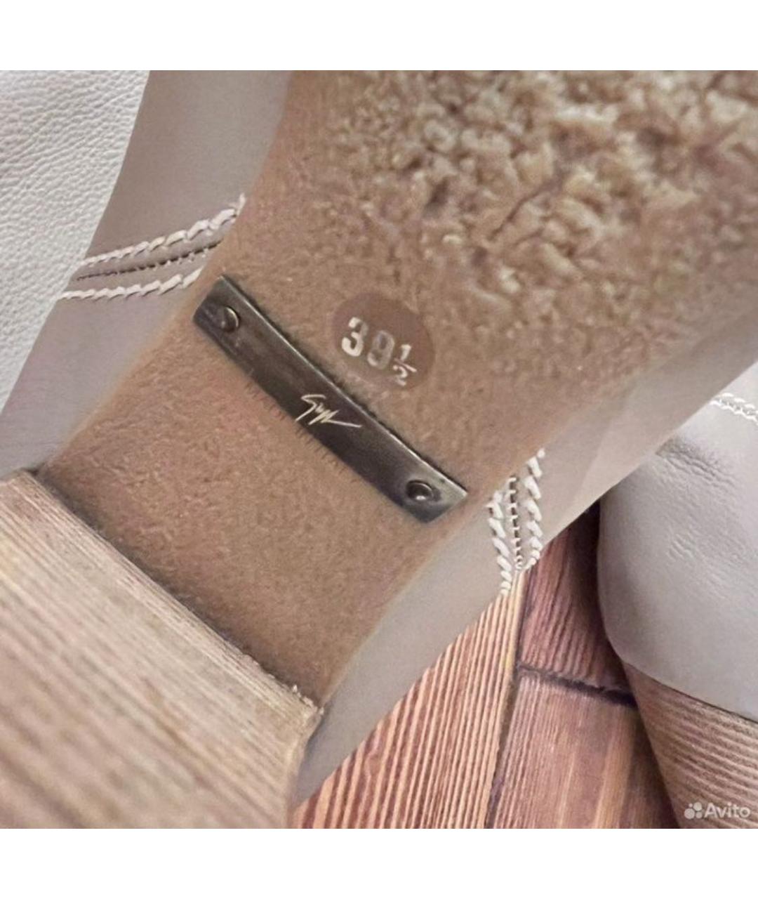 GIUSEPPE ZANOTTI DESIGN Бежевые кожаные сапоги, фото 5