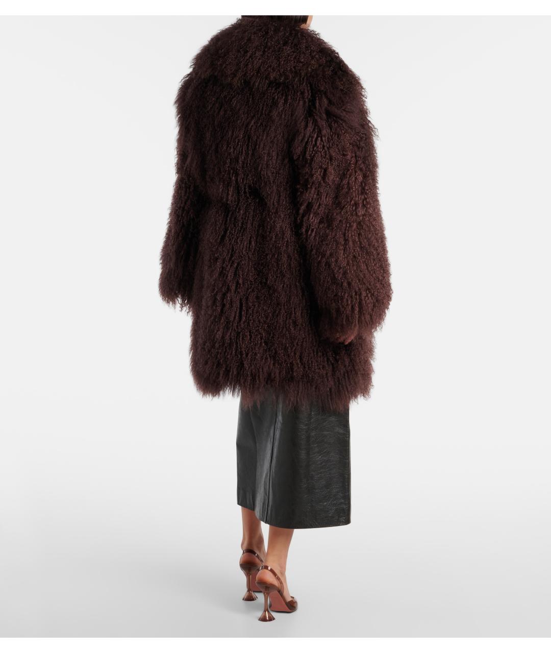 SELF-PORTRAIT Коричневая меховая шуба, фото 7