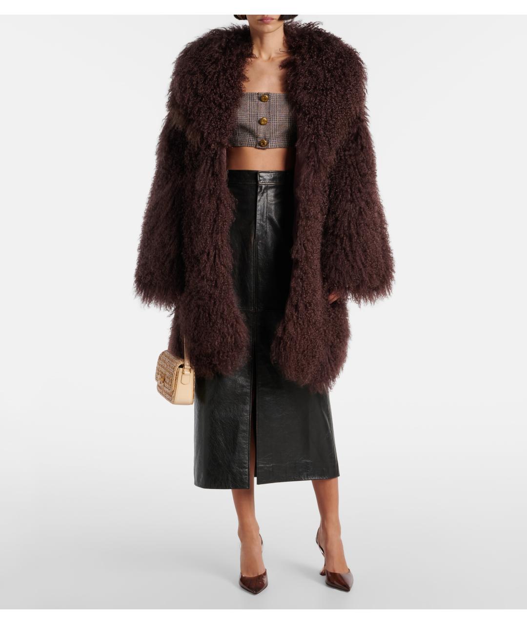 SELF-PORTRAIT Коричневая меховая шуба, фото 6