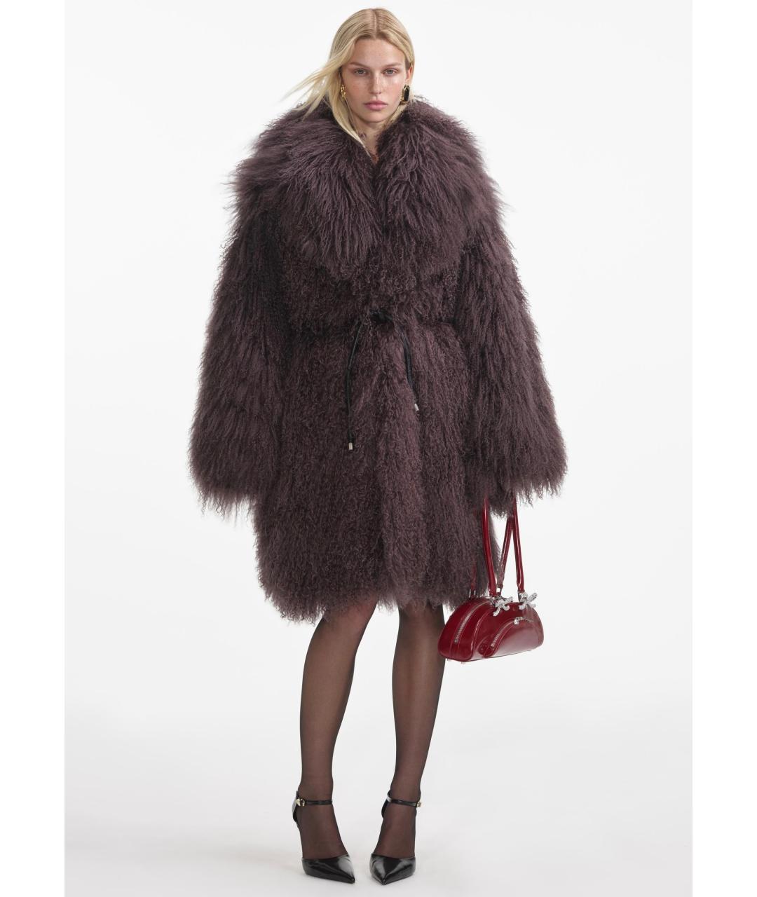 SELF-PORTRAIT Коричневая меховая шуба, фото 2