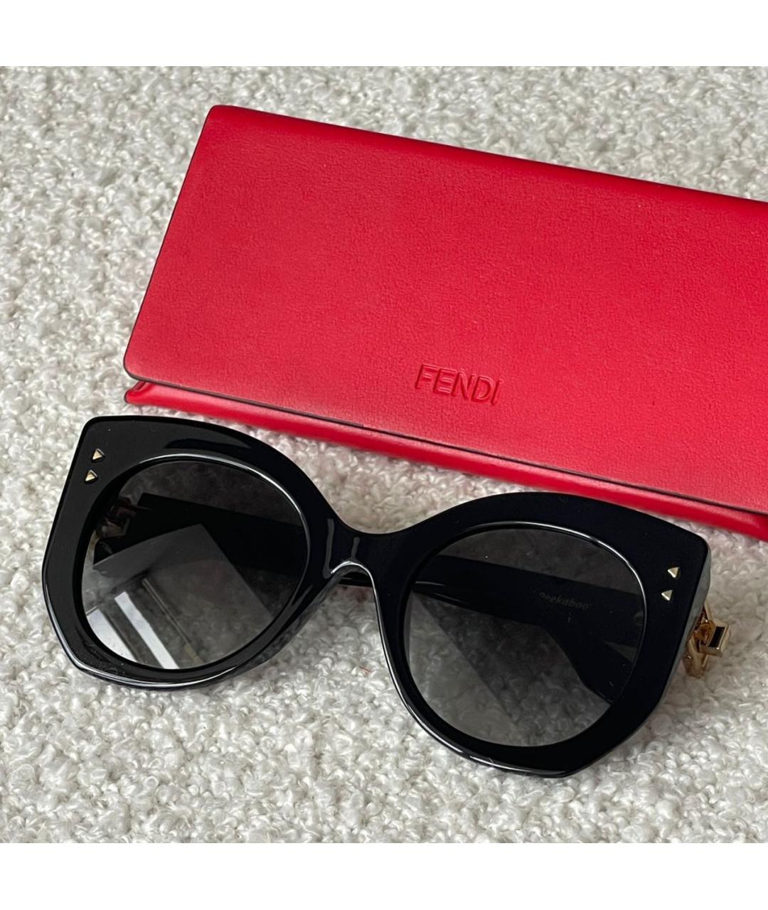 FENDI Черные пластиковые солнцезащитные очки, фото 2