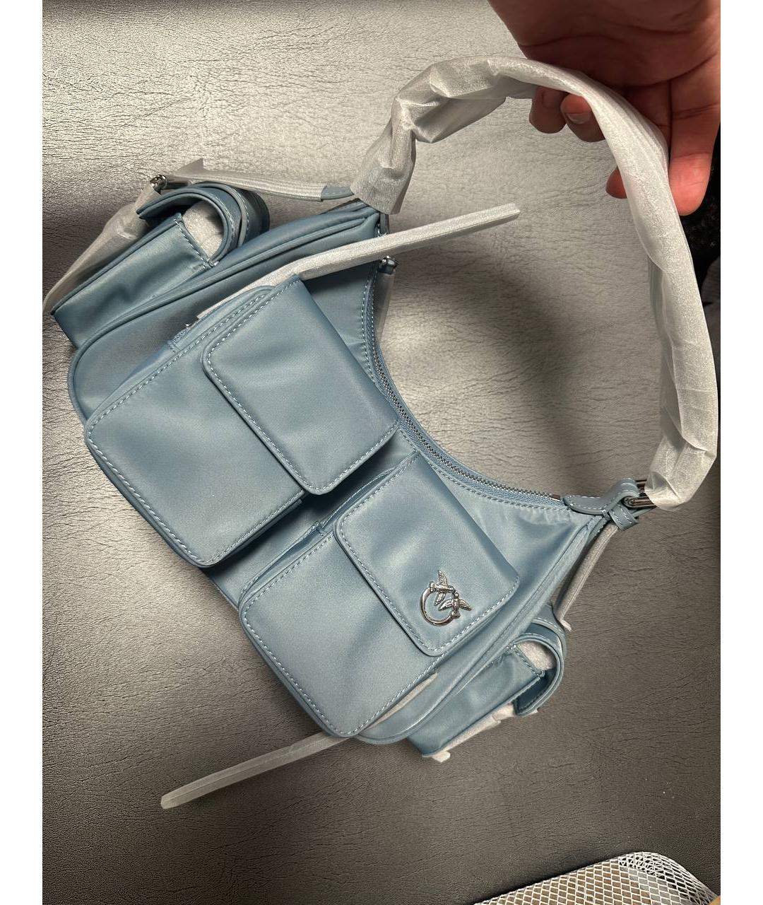 PINKO Голубая кожаная сумка через плечо, фото 7