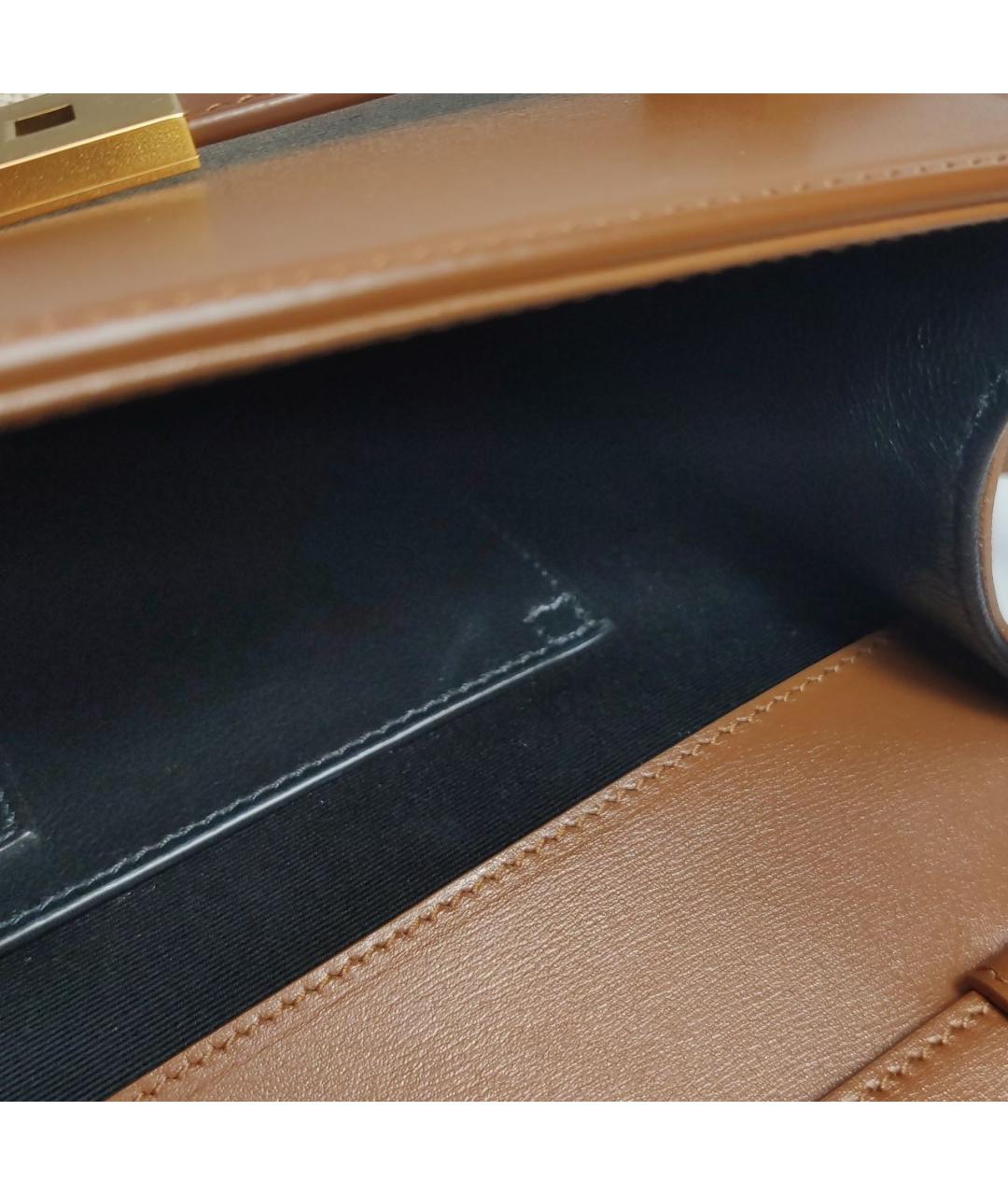 SAINT LAURENT Коричневая кожаная сумка через плечо, фото 7