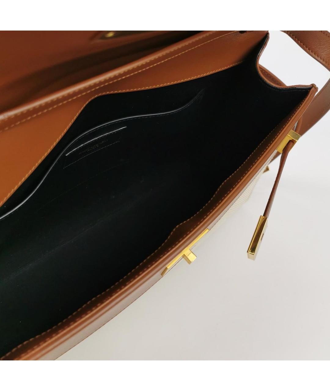SAINT LAURENT Коричневая кожаная сумка через плечо, фото 6