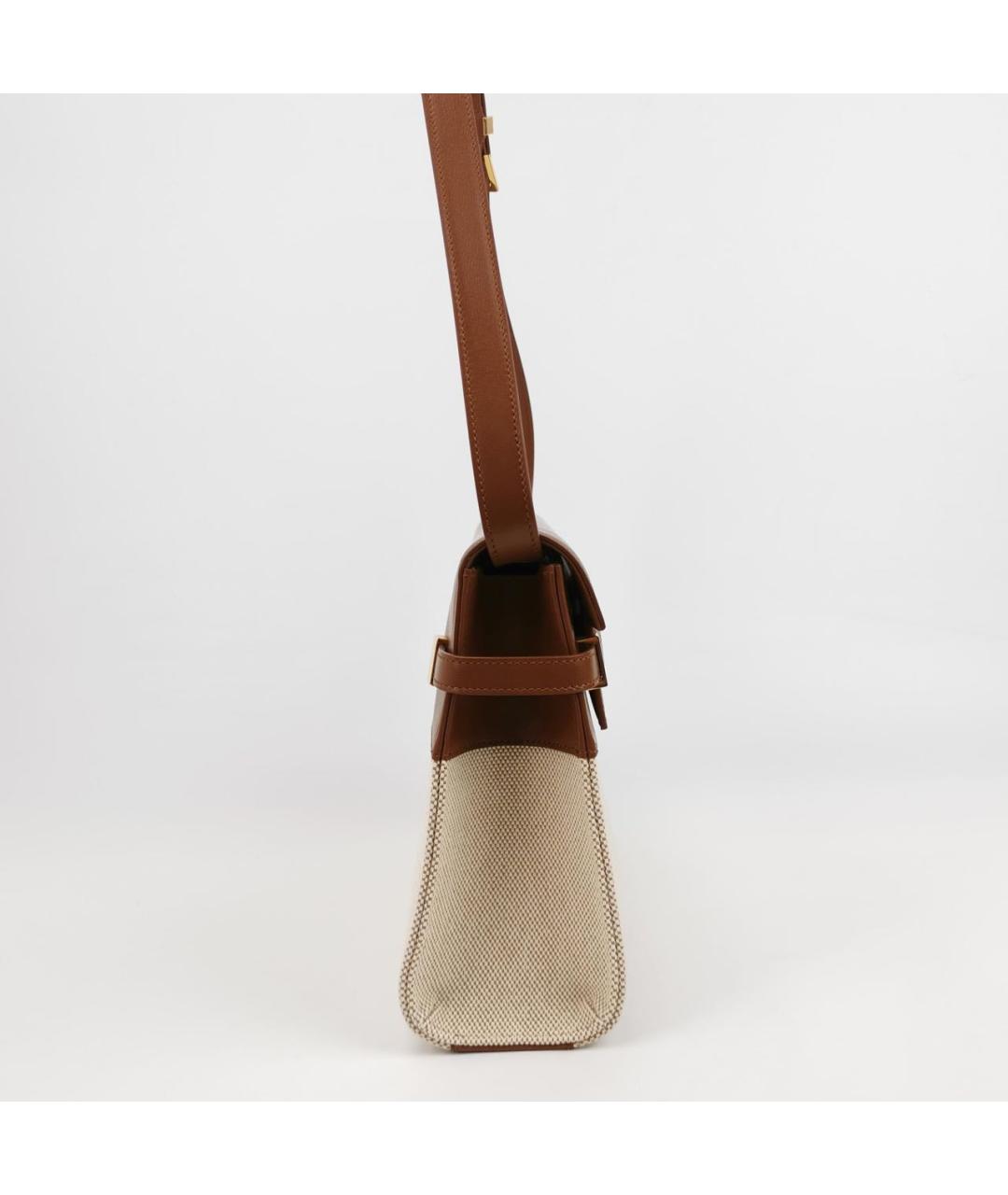 SAINT LAURENT Коричневая кожаная сумка через плечо, фото 3