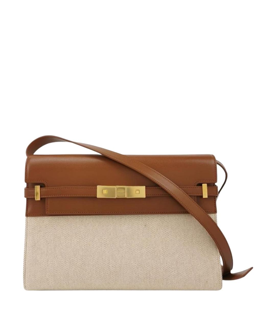 SAINT LAURENT Коричневая кожаная сумка через плечо, фото 1