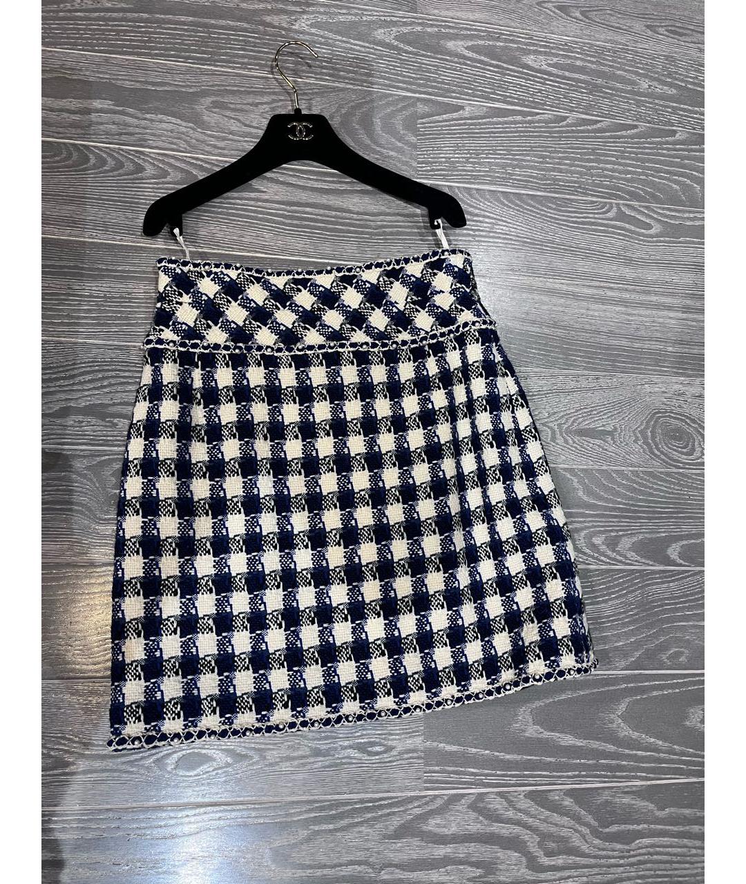 CHANEL Синяя твидовая юбка миди, фото 5