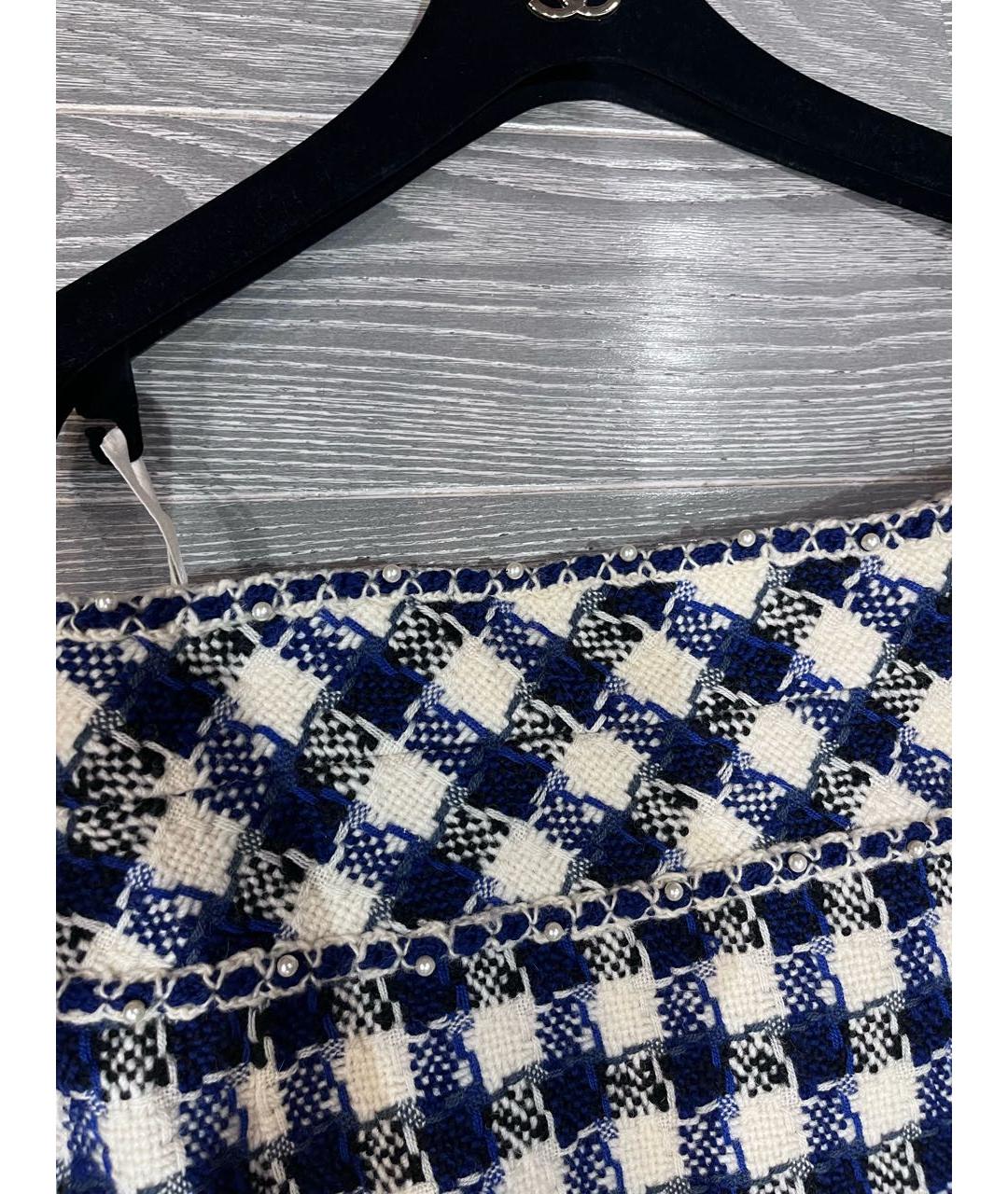 CHANEL Синяя твидовая юбка миди, фото 3