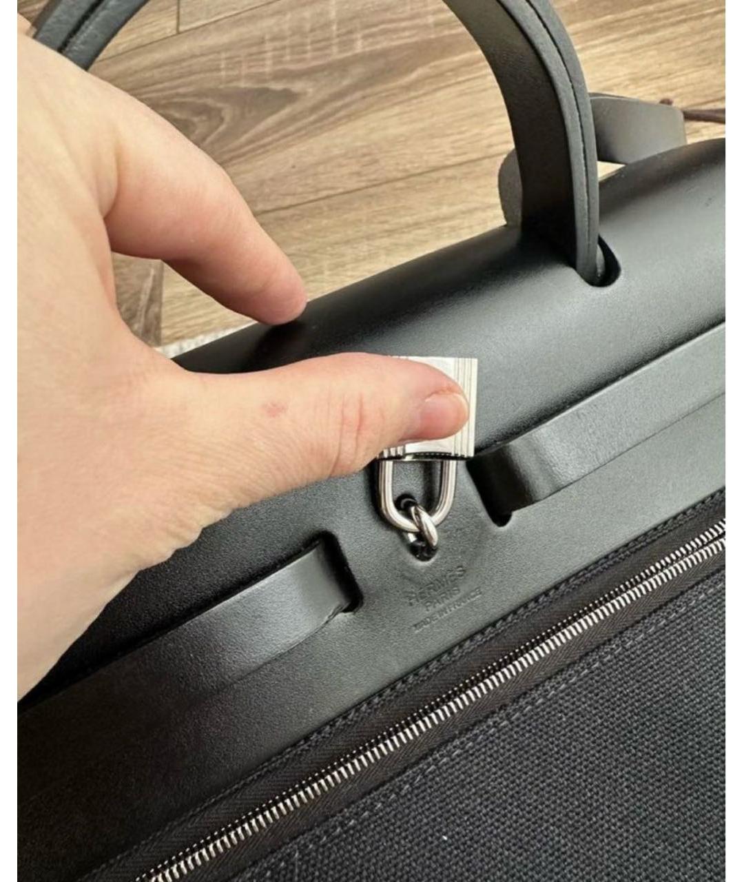 HERMES Черная кожаная сумка через плечо, фото 6