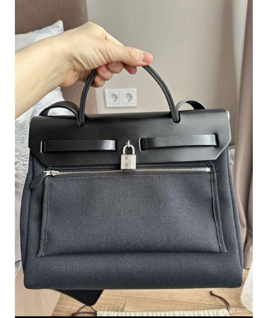 HERMES Черная кожаная сумка через плечо, фото 3