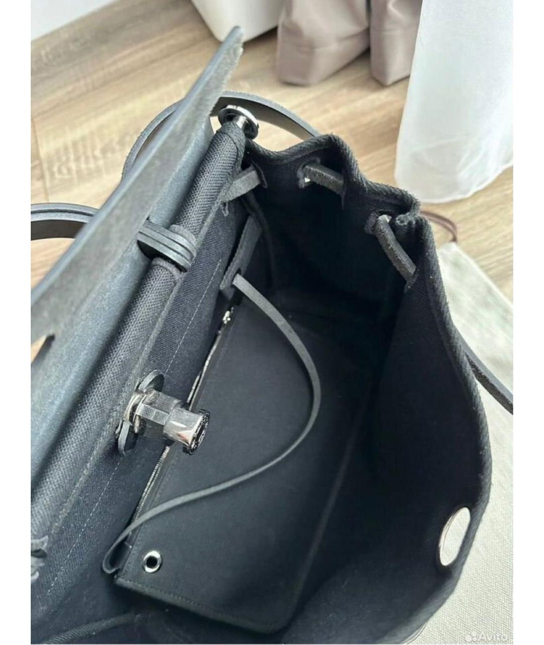 HERMES Черная кожаная сумка через плечо, фото 4