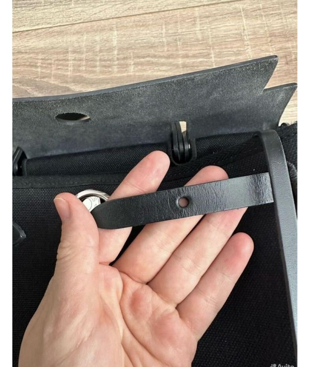 HERMES Черная кожаная сумка через плечо, фото 7