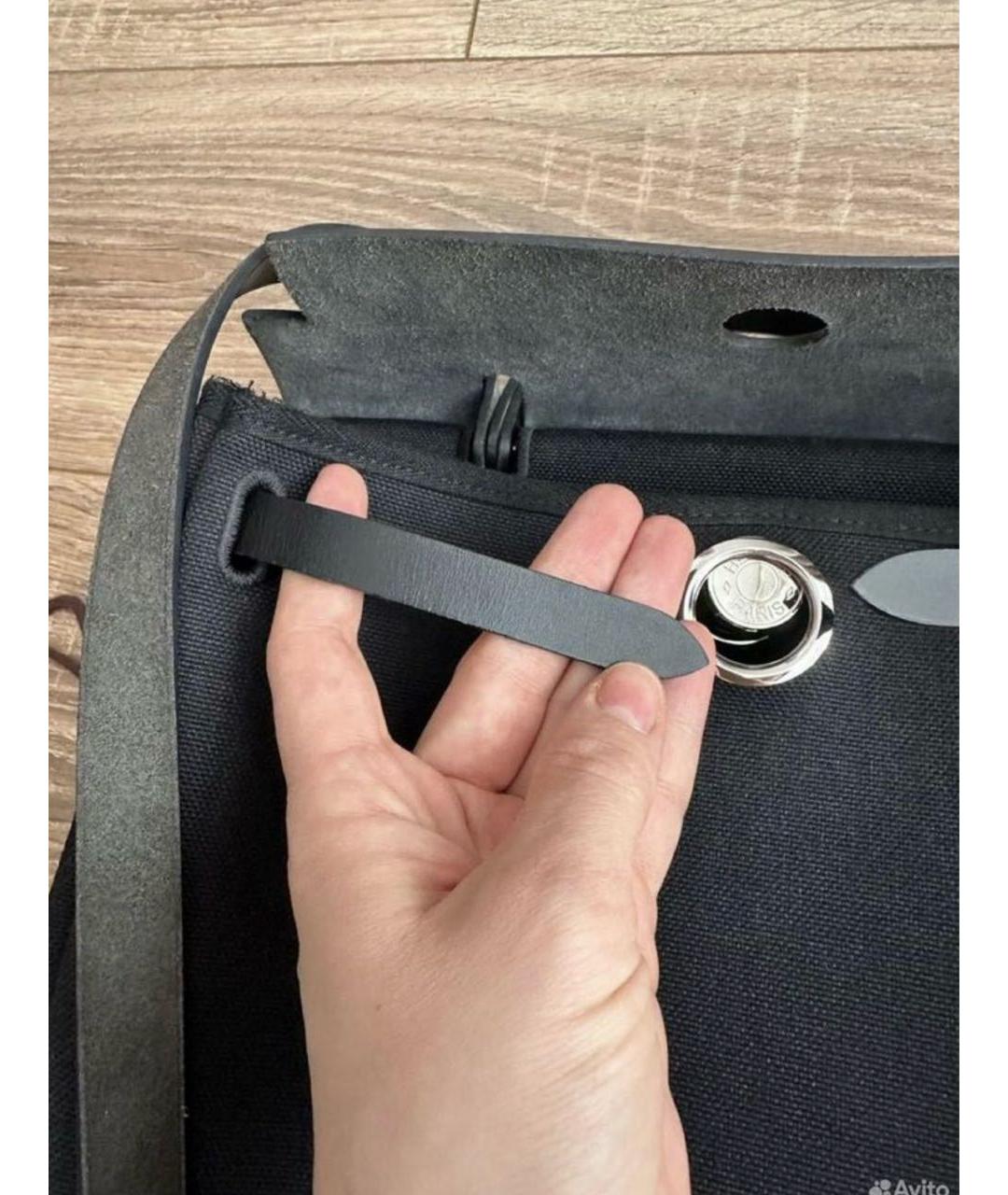 HERMES Черная кожаная сумка через плечо, фото 2