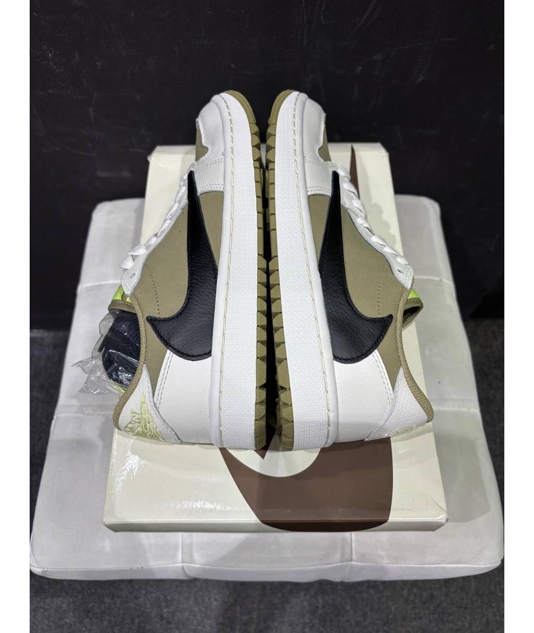 JORDAN Хаки кожаные низкие кроссовки / кеды, фото 5