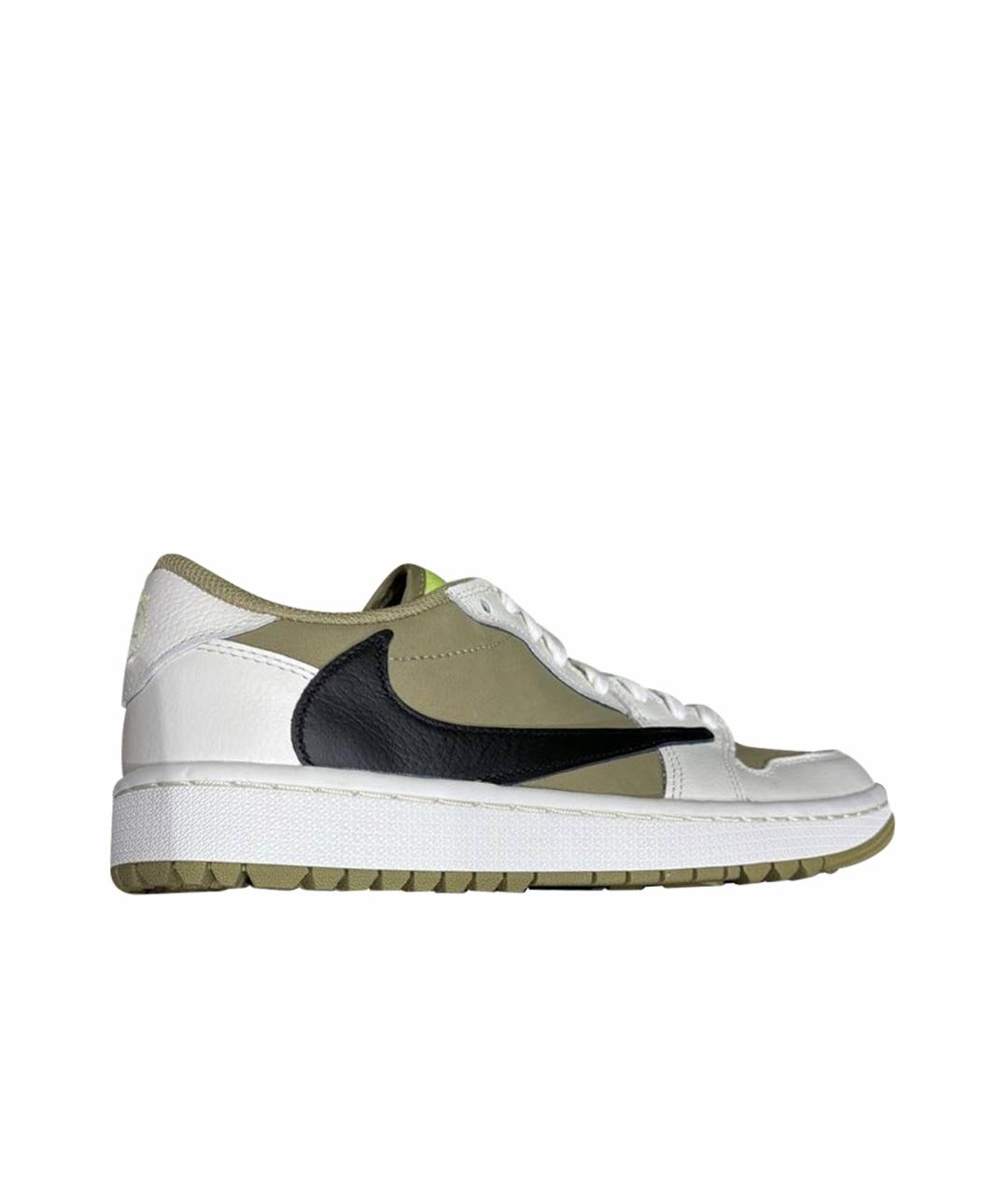 JORDAN Хаки кожаные низкие кроссовки / кеды, фото 1