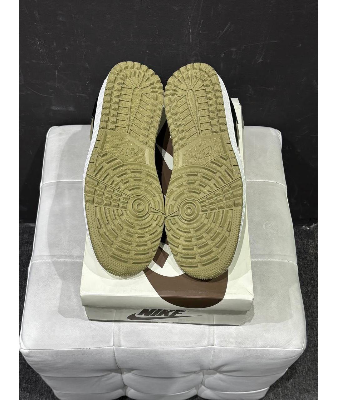 JORDAN Хаки кожаные низкие кроссовки / кеды, фото 4