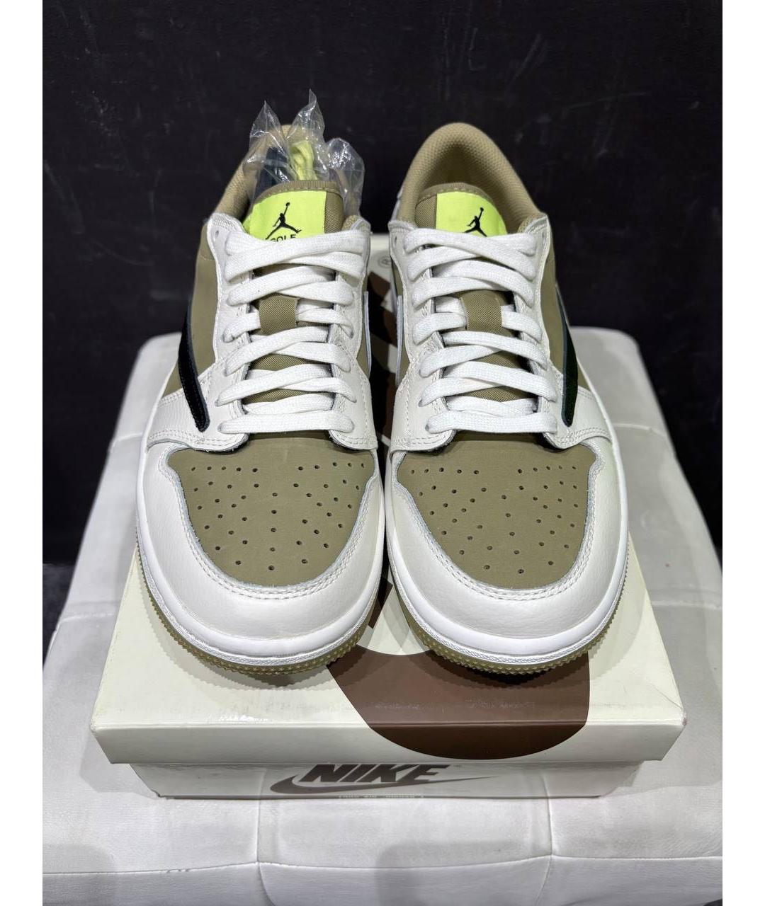 JORDAN Хаки кожаные низкие кроссовки / кеды, фото 3