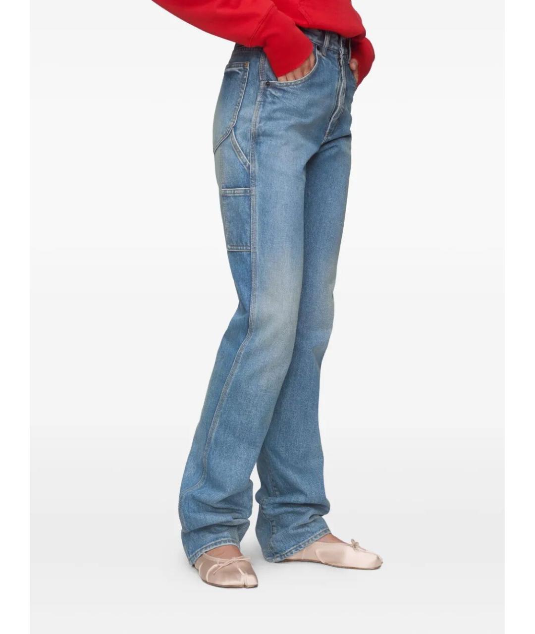 MAISON MARGIELA Голубые хлопковые прямые джинсы, фото 3