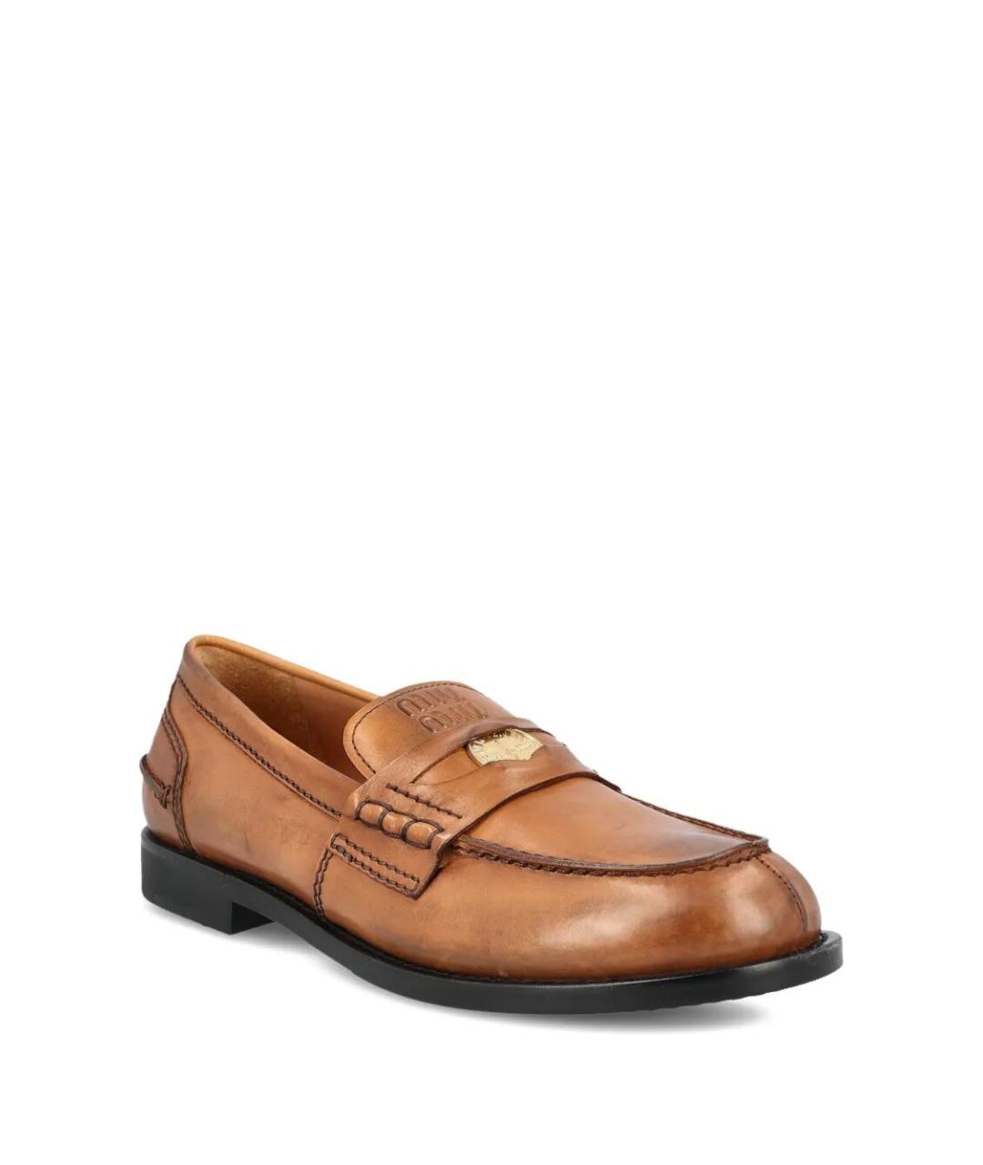 MIU MIU Коричневые кожаные лоферы, фото 2