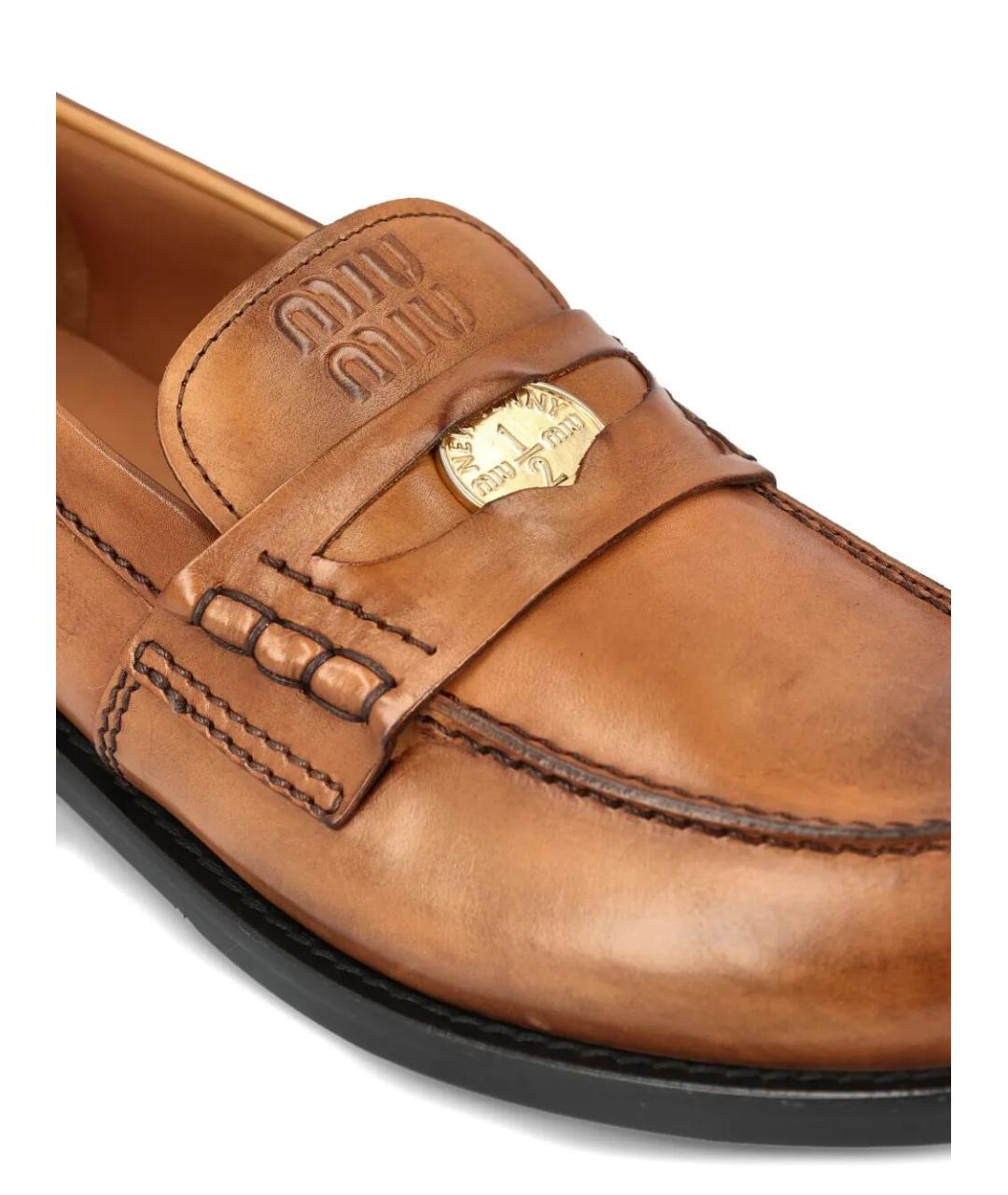 MIU MIU Коричневые кожаные лоферы, фото 4