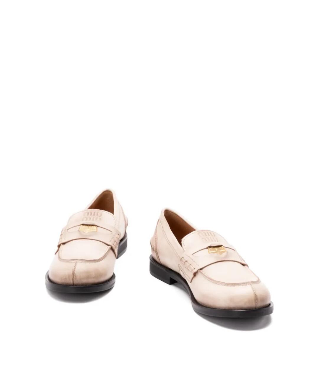 MIU MIU Бежевые кожаные лоферы, фото 4