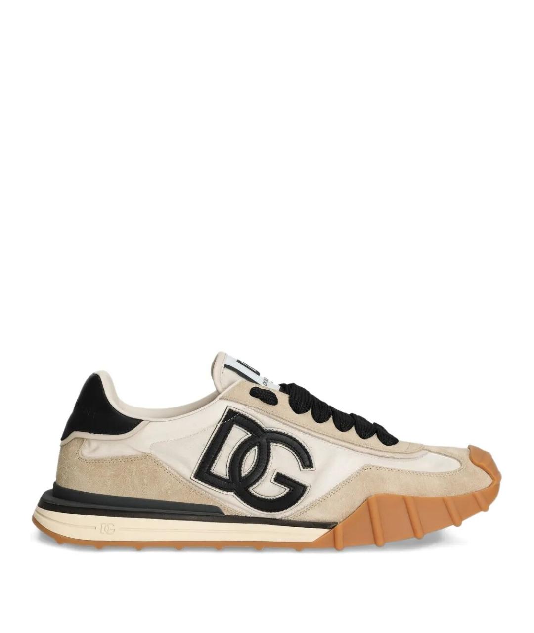 DOLCE&GABBANA Бежевые кожаные низкие кроссовки / кеды, фото 1