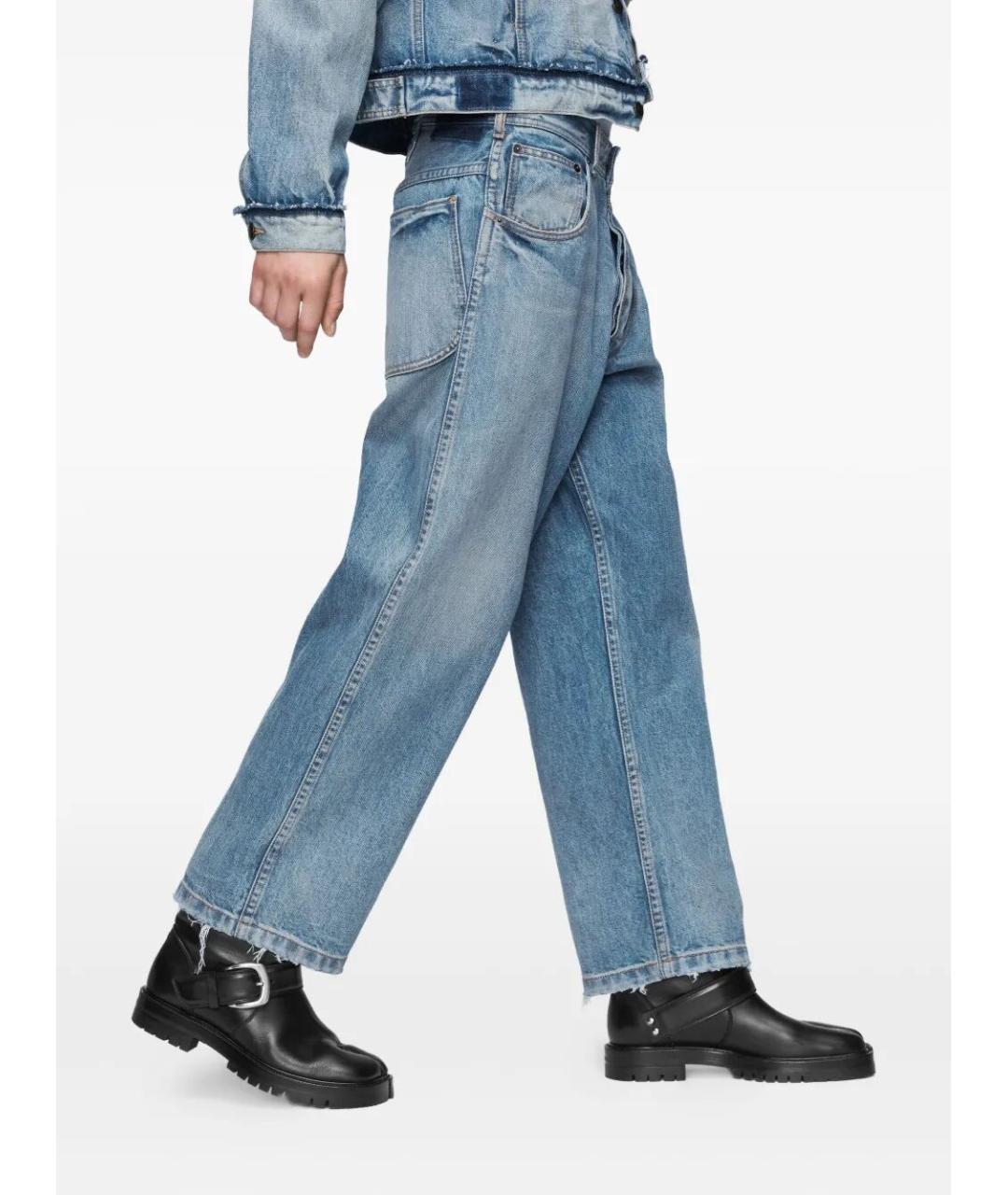 MAISON MARGIELA Голубые хлопковые прямые джинсы, фото 3