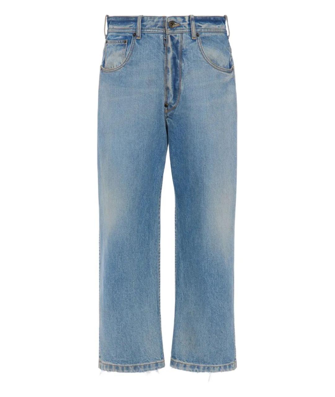 MAISON MARGIELA Голубые хлопковые прямые джинсы, фото 1