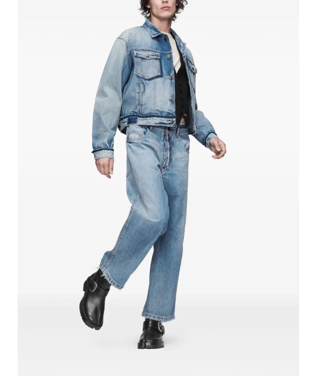 MAISON MARGIELA Голубые хлопковые прямые джинсы, фото 2