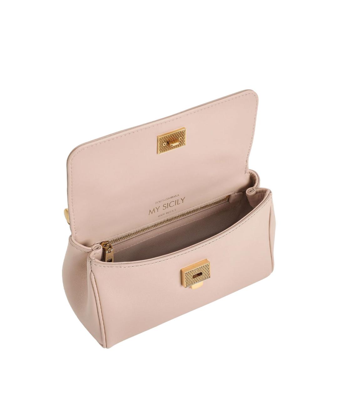 DOLCE&GABBANA Розовая кожаная сумка тоут, фото 4