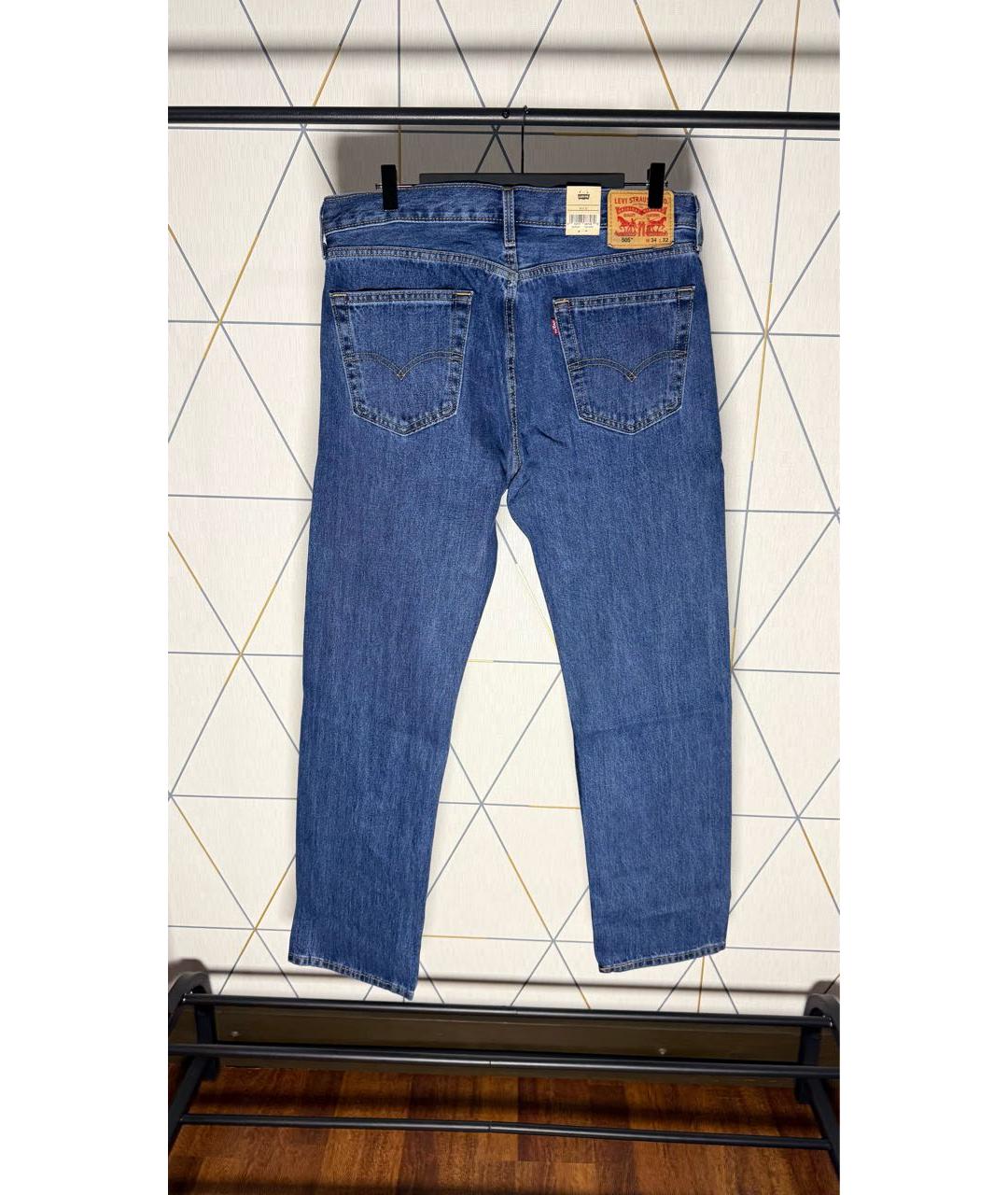 LEVI'S Синие хлопко-эластановые прямые джинсы, фото 2