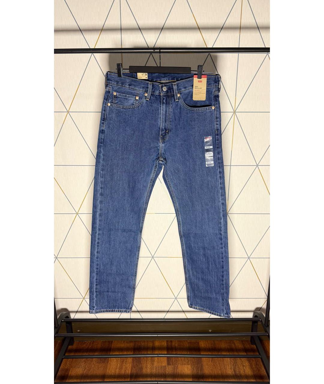 LEVI'S Синие хлопко-эластановые прямые джинсы, фото 5