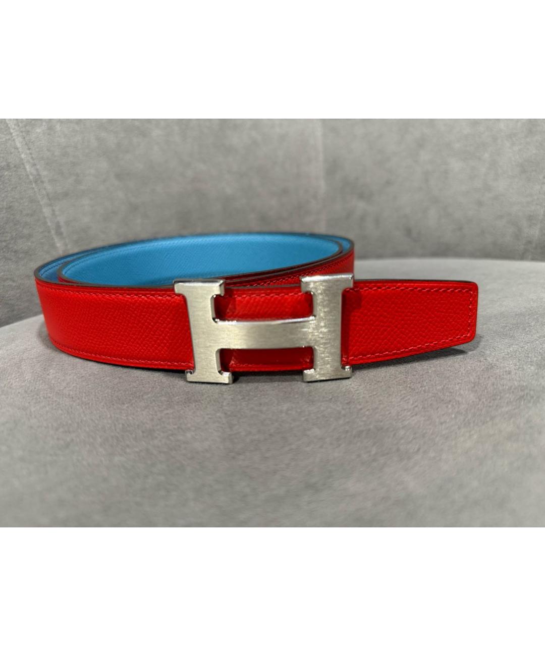 HERMES Красный кожаный ремень, фото 6