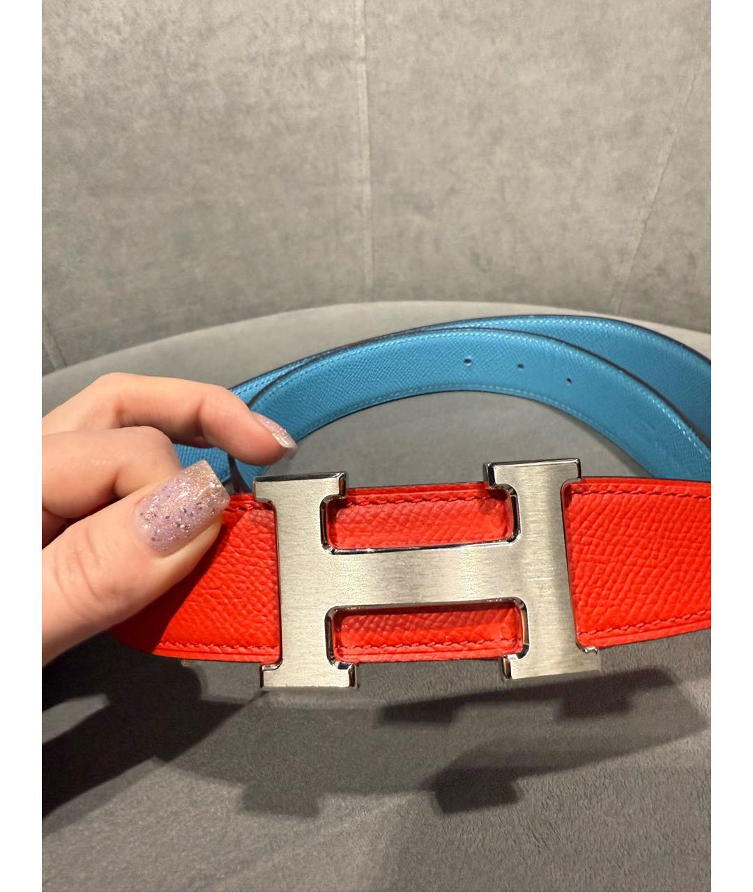 HERMES Красный кожаный ремень, фото 4