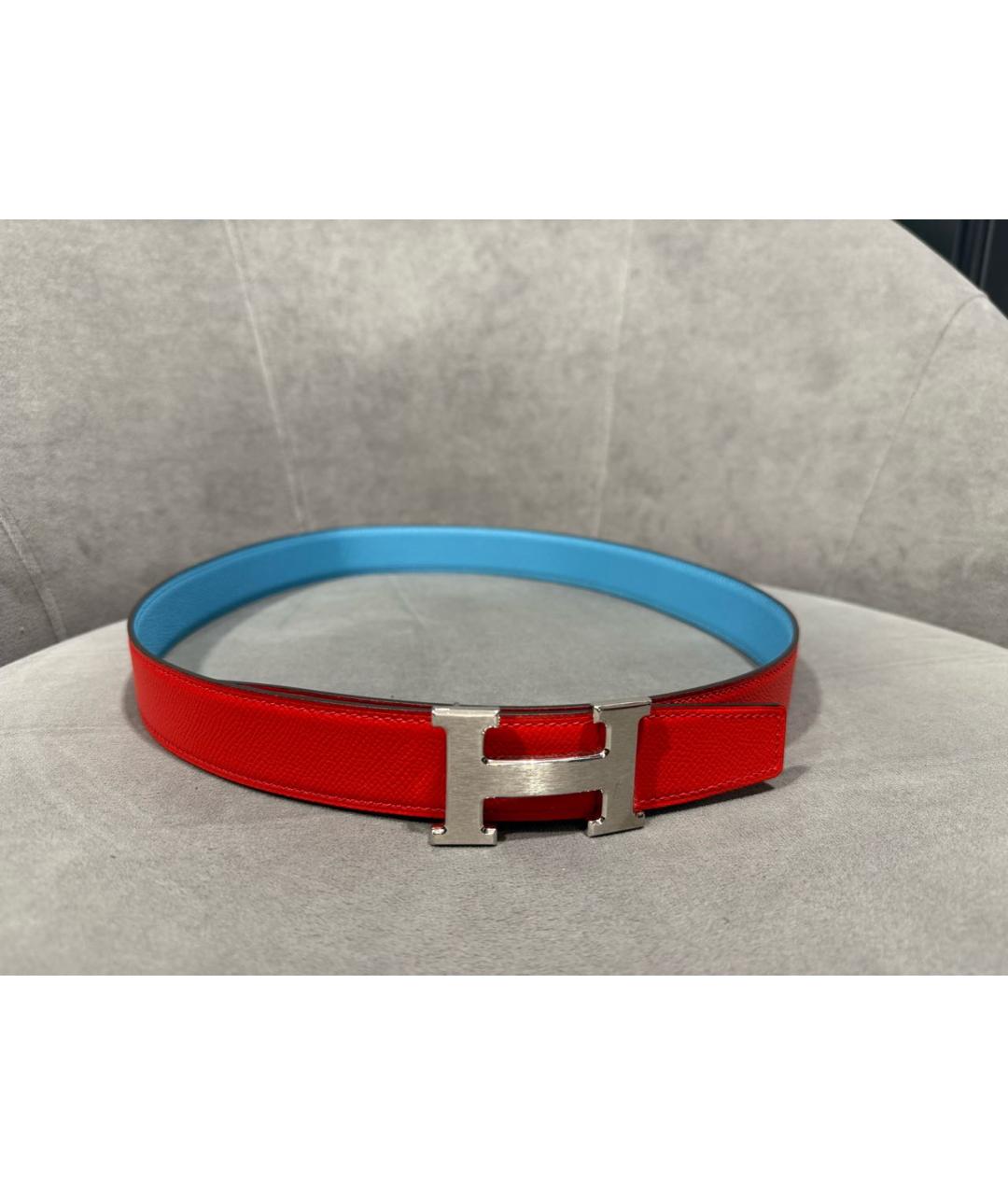 HERMES Красный кожаный ремень, фото 3