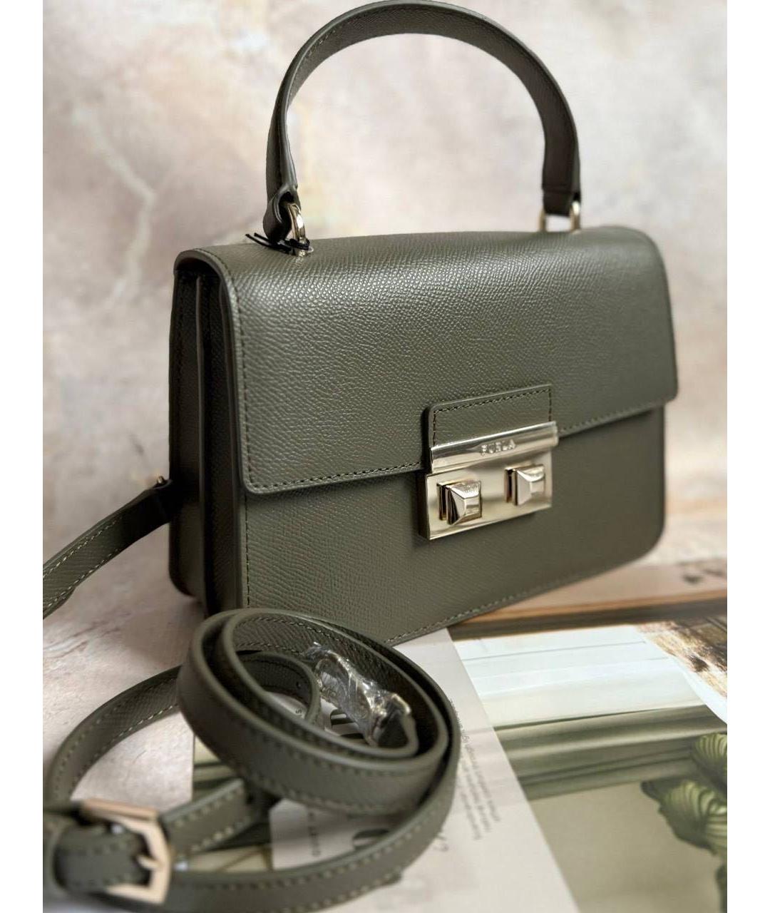 FURLA Хаки кожаная сумка через плечо, фото 5